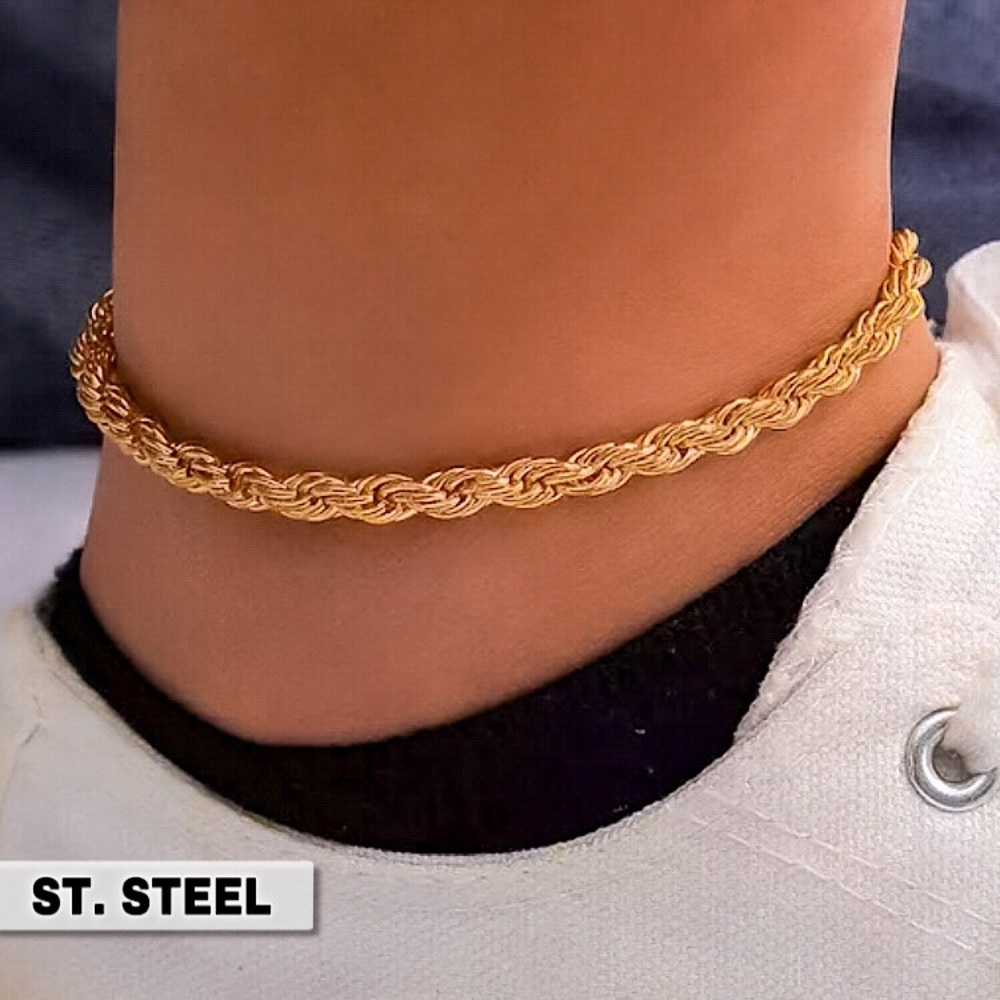 ⚜️𝟯𝟬%𝗢𝗙𝗙 𝗯𝘂𝗻𝗱𝗹𝗲𝘀 𝟯+⚜️ NEW Thick Rope Chain Stainless Steel Anklet